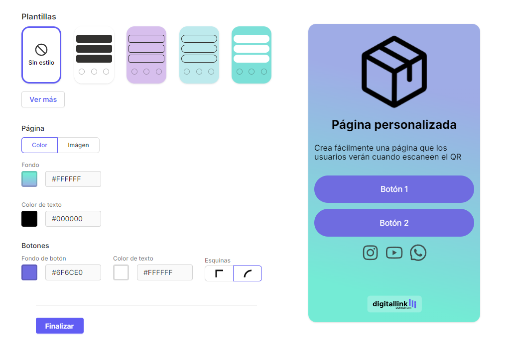 Custom landing page - Design ES