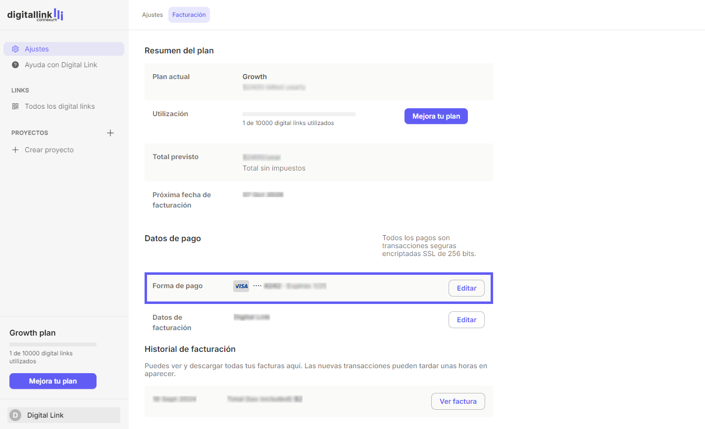 Billing - Change payment method ES