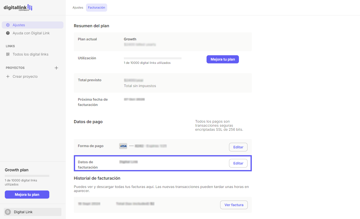 Billing - Change billing details ES