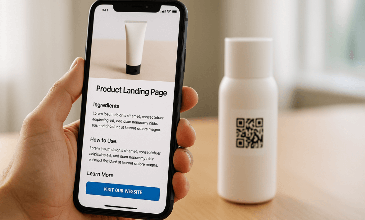 Product landing page scan in clean, well-lit setting