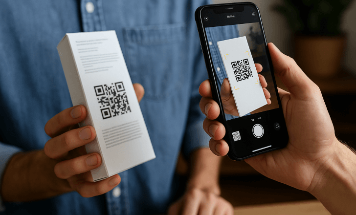 Scanning a traditional QR code on product packaging
