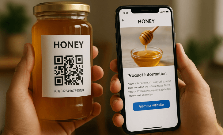 Scanning honey jar with GS1 Digital Link QR