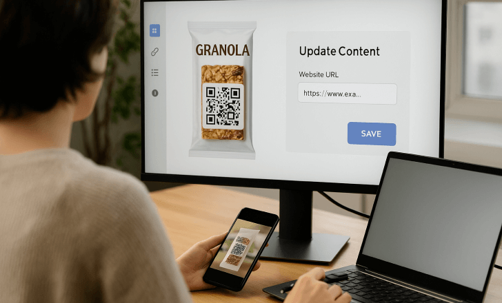 Updating QR-linked content on granola packaging