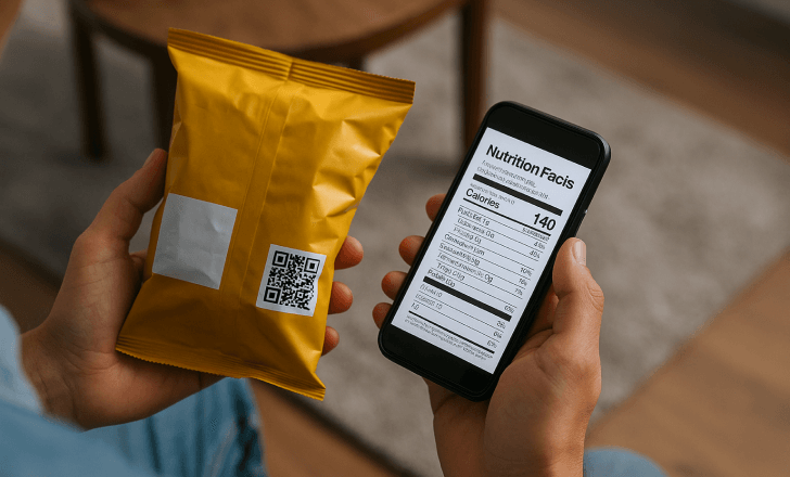 Viewing nutritional facts from QR on snack package