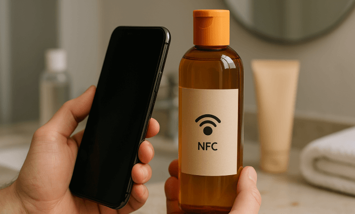 Packaging design with QR in industrial workspace
