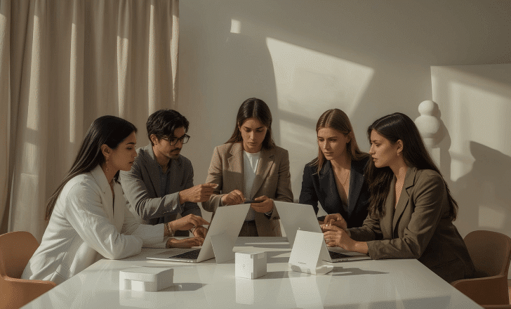 Team configuring AI assistant for product packaging