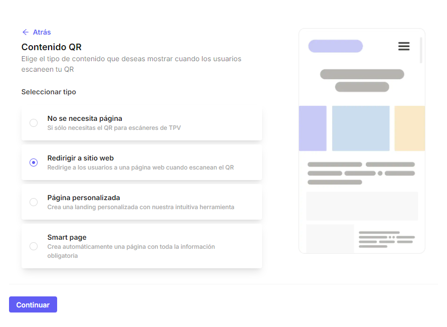 QR content - Redirect to website 1 ES