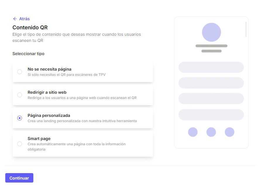 QR content - Custom landing page ES