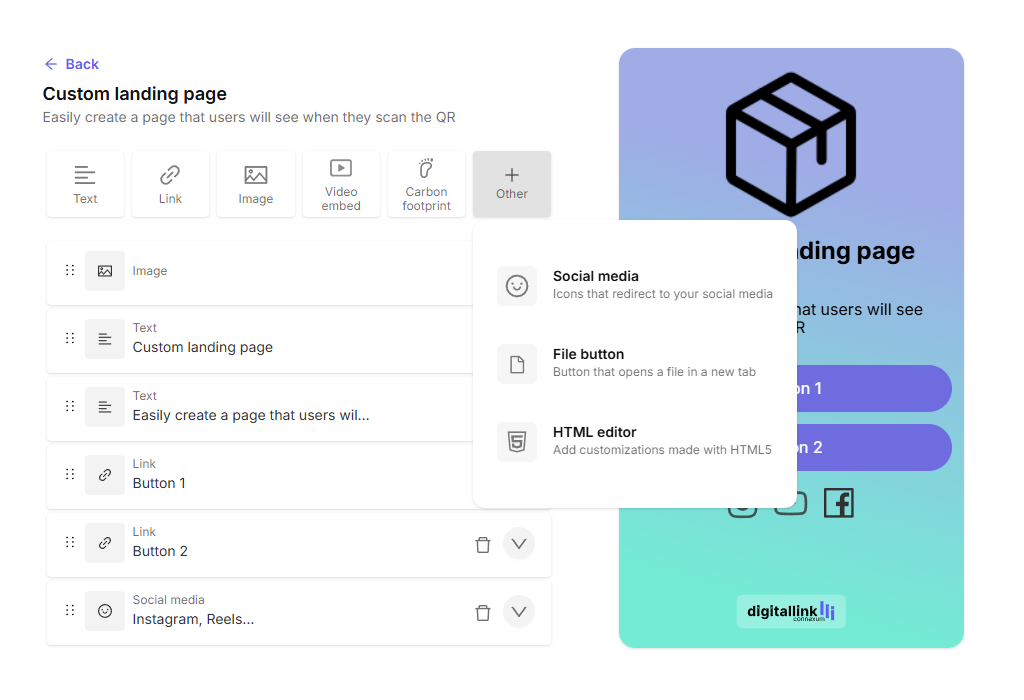 Custom landing page - Content