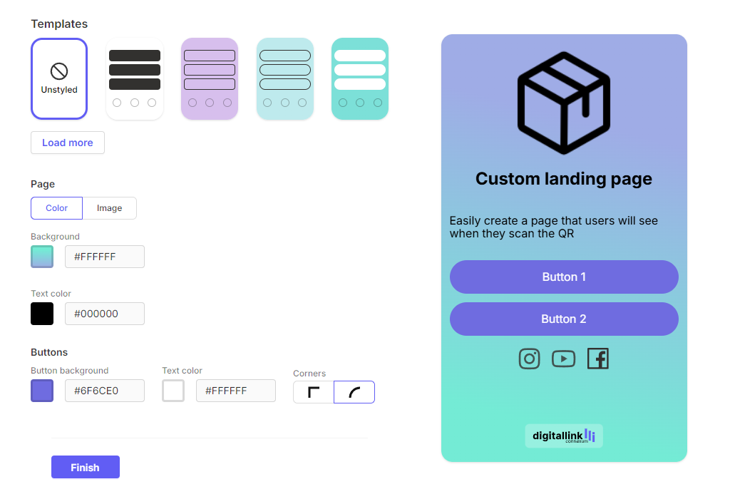 Custom landing page - Design
