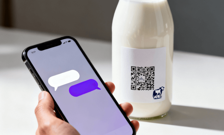 Smartphone showing a Digital Product Passport after scanning a GS1 QR code on a label.