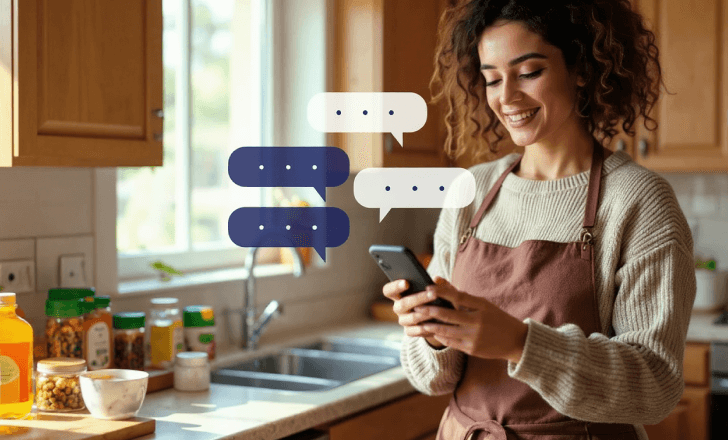 Person scanning packaging QR code and receiving AI-generated product information.