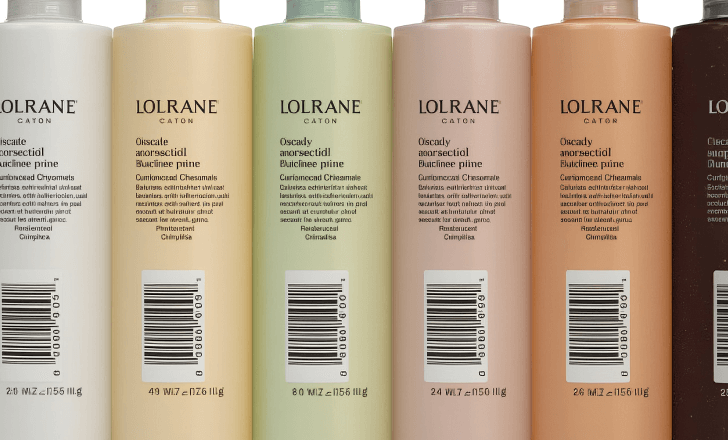 Different variations of the same cosmetic product each with a unique barcode.